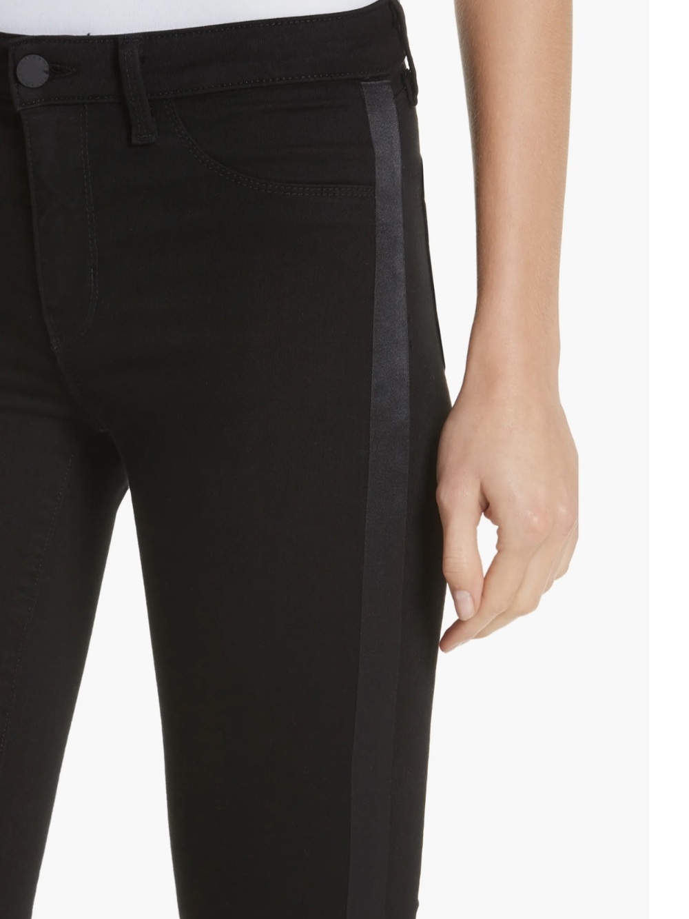L’AGENCE Margot Tuxedo Stripe Crop Skinny Jeans - Picture 4 of 6